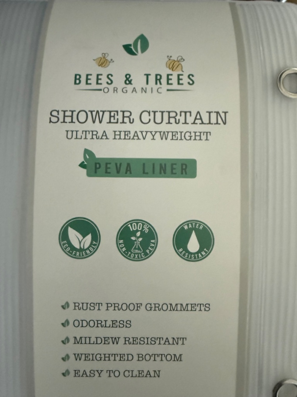 Bees & Trees Organic Ultra Heavyweight PEVA Shower Curtain Liner 70x72 NIP - Picture 2 of 3